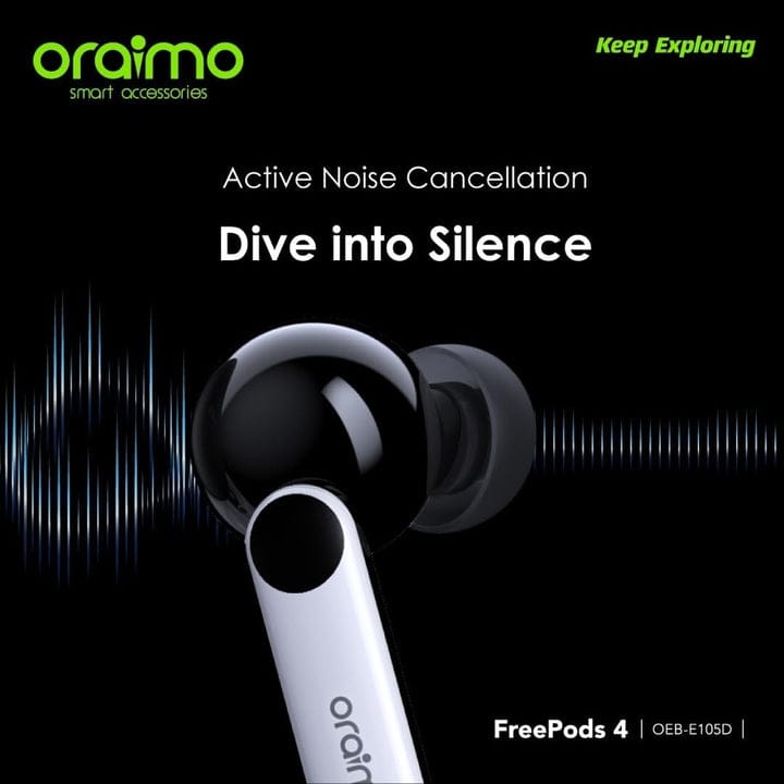 Oraimo OEB-E105D FreePods 4 ANC True Wireless Earbuds. ⭐⭐⭐⭐⭐(4.9/5)